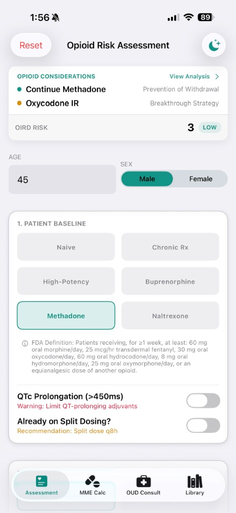 Methadone Baseline assessment