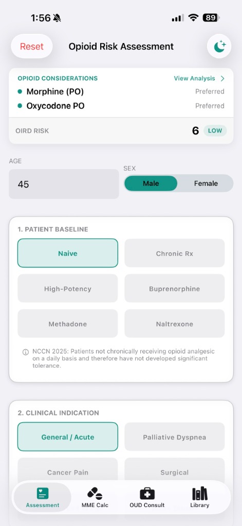 OIRD Risk Assessment Screen